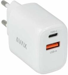 Avax CH631W FIVEY+ FIVEY+ USB A + Tip C 25W GaN încărcător rapid de energie GaN, alb (5999574480231)