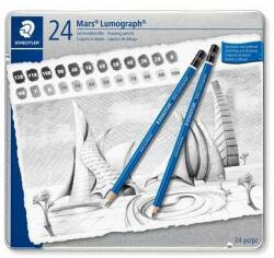 STAEDTLER Set de creioane grafit, cutie metalică, hexagonal, STAEDTLER "Mars® Lumograph® 100", 24 de durități diferite (100 G24)