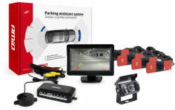 AMiO Parkolásérzékelő készlet tft01 4, 3" hd-501-ir kamerával, 4 fekete