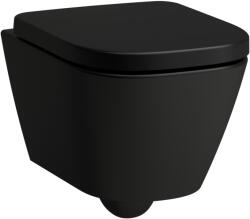 Laufen Meda kompakt Silent Flush öblítőperem nélküli fali wc lassú záródású ülőkével szett, matt fekete H8661137160001 (H8661137160001)