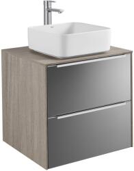 Roca Inspira alsószekrény 60x50 cm 2 fiókkal pultra ültethető mosdóhoz texturált városi tölgy/sötétített tükör A851079403 (A851079403)