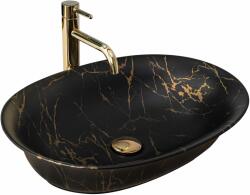Rea Roma Marble 56x40 cm pultra ültethető mosdó, fekete/arany REA-U5609 (REA-U5609)