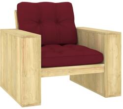 vidaXL impregnált fenyőfa kerti szék bordó párnákkal (3065750) - vidaxl