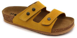 0Ft kiszállítás! Leon Comfortstep 4050 sárga velúr női bőr papucs 36-41- Birkenstockhoz hasonlatos talppal