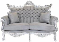 Chairs Deco Canapea ROYAL 2 locuri baroc cadru argintiu tapițerie gri