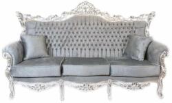 Chairs Deco Canapea ROYAL 3 locuri baroc cadru argintiu tapițerie gri