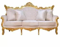 Chairs Deco Canapea ROYAL 3 locuri baroc cadru auriu tapițerie bej