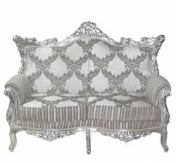 Chairs Deco Canapea ROYAL 2 locuri baroc cadru argintiu tapițerie gri-2