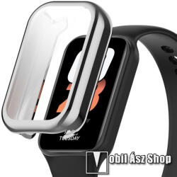  Xiaomi Redmi Band 2, Smart Band 2, Smart Band 8 Active, Okosóra szilikontok, kijelzővédős, Galvanizált Ezüst