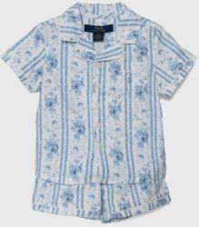 Ralph Lauren gyerek pamut pizsama sima - kék 109-116