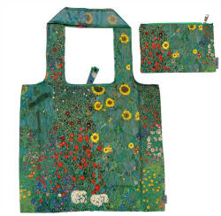 Fridolin ECO bevásárló táska újrahasznosított műanyag palackból 48x60cm, összehajtva 15x12cm-es tasakban, Klimt: Kert napraforgókkal (40583)