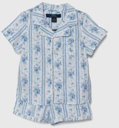 Ralph Lauren gyerek pamut pizsama sima - kék 140-152