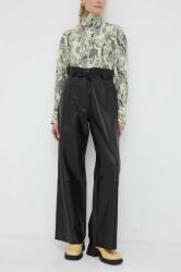 Day Birger et Mikkelsen bőrnadrág női, fekete, magas derekú széles - fekete 38 - answear - 125 990 Ft