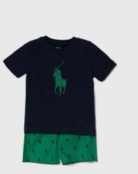 Ralph Lauren gyerek pamut pizsama zöld, mintás - zöld 109-116