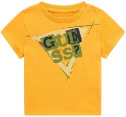 GUESS Тениска с къс ръкав в оранжево за бебе момче с надпис Guess в зелено и черно