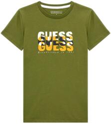 GUESS Зелена тениска с къс ръкав с трицветен надпис Guess за момче
