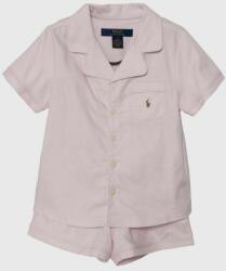 Ralph Lauren gyerek pamut pizsama rózsaszín, sima - rózsaszín 140-152