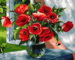 Ipicasso Set pictura pe numere, cu sasiu, Buchet rosu, 40x50 cm (PC4050542) Carte de colorat