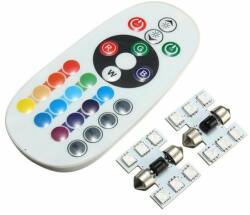  Set 2 becuri cu LED, 31mm, RGB, 12V, 1W, cu telecomanda, 196811