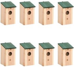  Căsuțe de păsări, 8 buc. , 12x12x22 cm, lemn (276006)