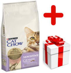 Cat Chow Sensitive Hrană pentru somon 15kg + o surpriză pentru pisica ta GRATUIT!