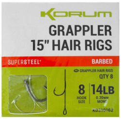 Korum Grappler Hair Rigs 15" 14 Szakállas Füles Monofil Előkötött Horog 8db (K0310165)