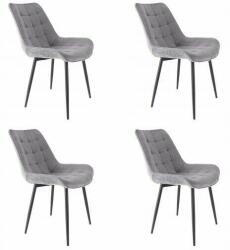 Jumi Skandináv stílusú székek, metál, bársony, szürke, 4 db, 53x63x83 (CM-910942S)