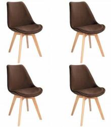 Jumi Konyha/nappali szék, fa, bársony, barna, 4 db-os készlet, 49x60x8 (CM-961197S)