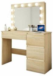 Artool Fésülködőasztal/smink, tölgy, tükörrel és LED-ekkel, 94x43x141 cm (ART-107464)