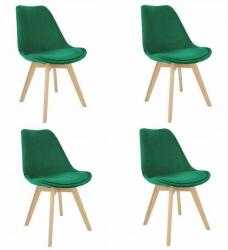 Jumi Skandináv stílusú székek, fa, bársony, zöld, 4 darabos készlet, 4 (CM-946132S)