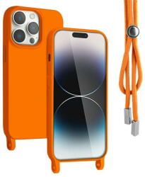 Lemontti Husa Lemontti Husa Silicon cu Snur iPhone 14 Pro Portocaliu (protectie 360°, material fin, captusit cu microfibra) (LEMHSCSIXIVPP) - pcone