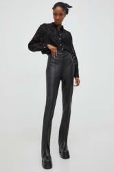 Answear Lab nadrág női, fekete, magas derekú trapéz - fekete S - answear - 11 985 Ft