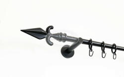  Szolnok fekete 1 rudas fém karnis szett - modern tartóval - 240 cm