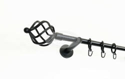  Szeged fekete 1 rudas fém karnis szett - modern tartóval - 240 cm