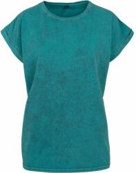 Build Your Brand Tricou lejer pentru femei Acid Washed - Teal / neagră | L (BY053-1000229511)