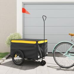 vidaXL fekete-sárga vas kerékpár-utánfutó 45 kg (94113) - vidaxl