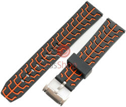  Curea neagra silicon insertii portocalii 22mm - 49677