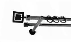 Chicago fekete 2 rudas fém karnis szett - modern tartóval - 320 cm