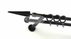 Keszthely fekete 2 rudas fém karnis szett - modern tartóval - 160 cm