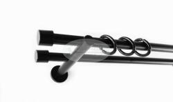  Villány fekete 2 rudas fém karnis szett - modern tartóval - 320 cm