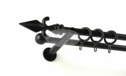  Szolnok fekete 2 rudas fém karnis szett - modern tartóval - 320 cm