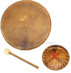  Toba Samanica din Piele - Instrument pentru Ceremonii Spirituale - 36-38 x 36-38 x 6-7 cm - 1 Buc