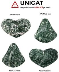  Pandantiv Jad Verde Inima - Picatura Gaura - 39-49 x 47-59 x 6-7 mm - ( XXL ) - 1 Buc