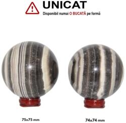 Sfera Aragonit Zebra Argentina Minerala Naturala - 74-75 x 74-75 mm - 1 Buc