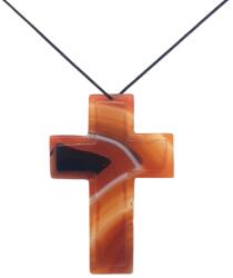 Pandantiv Cruce din Agata Sardonix - 60 x 42 x 5 mm - 1 Buc