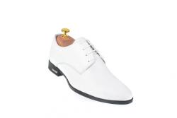  Pantofi albi barbati, clasici, eleganti din piele naturala box - GKR80A