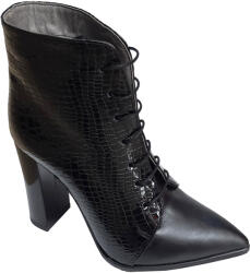 Ninna Art Shoes Ghete dama elegante negre din piele naturala croco si box - NA0123