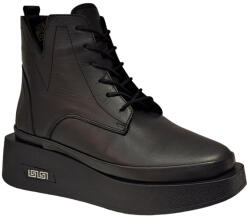 Ciucaleti Shoes Ghete dama casual, din piele naturala, cu siret si fermoar, Negru - VIK988N