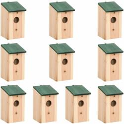  Căsuțe de păsări, 10 buc. , 12x12x22 cm, lemn masiv de brad (314815)