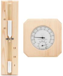 Set 2 în 1 higrotermograf și clepsidră de saună, lemn masiv pin (51687)